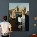 Funny Bathroom Canvas Wall Art, Grant Wood American Gothic by MyGreatCanvas | Canvas Wall Art Prints | Photo Prints & Wall Decor