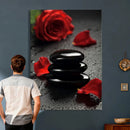 Black Lava Stone Rose Canvas | Red Rose Spa Photography by MyGreatCanvas | Canvas Wall Art Prints | Photo Prints & Wall Decor
