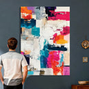 Blue Teal Abstract Canvas Wall Art, Modern Textured Painting Print, Navy Orange White Contemporary Art, Neutral Living Room Decor, Office Art by MyGreatCanvas | Canvas Wall Art Prints | Photo Prints & Wall Decor