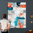 Blue Teal Abstract Canvas Wall Art, Modern Textured Painting Print, Navy Orange White Contemporary Art, Neutral Living Room Decor, Office Art by MyGreatCanvas | Canvas Wall Art Prints | Photo Prints & Wall Decor