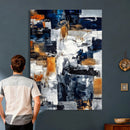 Blue Teal Abstract Canvas Wall Art, Modern Textured Painting Print, Navy Orange White Contemporary Art, Neutral Living Room Decor, Office Art by MyGreatCanvas | Canvas Wall Art Prints | Photo Prints & Wall Decor