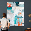 Blue Teal Abstract Canvas Wall Art, Modern Textured Painting Print, Navy Orange White Contemporary Art, Neutral Living Room Decor, Office Art by MyGreatCanvas | Canvas Wall Art Prints | Photo Prints & Wall Decor