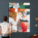 Blue Teal Abstract Canvas Wall Art, Modern Textured Painting Print, Navy Orange White Contemporary Art, Neutral Living Room Decor, Office Art by MyGreatCanvas | Canvas Wall Art Prints | Photo Prints & Wall Decor