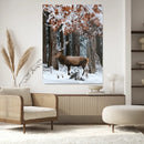 Winter Deer Landscape Wall Art Canvas Print – Serene Snowy