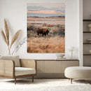 Solitary Buffalo Wall Art Canvas Print – Framed Golden