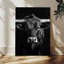 Texas Longhorn Wall Art Canvas Print – Monochrome Horned