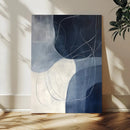 Navy Abstract Wall Art Canvas Print – Framed Minimal Lineart