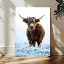 Highland Cow Wall Art Canvas Print – Framed Frosty Winter