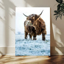 Minimalist Scottish Highland Cow Wall Art Canvas Print –