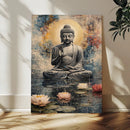 Serene Buddha with Lotus Flowers | Tranquil Meditation Art | by MyGreatCanvas | Canvas Wall Art Prints | Photo Prints & Wall Decor