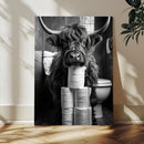 Highland Cow Toilet Paper Canvas Wall Art, Funny Bathroom by MyGreatCanvas | Canvas Wall Art Prints | Photo Prints & Wall Decor