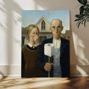 Funny Bathroom Canvas Wall Art, Grant Wood American Gothic by MyGreatCanvas | Canvas Wall Art Prints | Photo Prints & Wall Decor