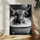Highland Cow Bathtub Canvas Wall Art, Funny Bathroom Print by MyGreatCanvas | Canvas Wall Art Prints | Photo Prints & Wall Decor