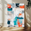 Blue Teal Abstract Canvas Wall Art, Modern Textured Painting Print, Navy Orange White Contemporary Art, Neutral Living Room Decor, Office Art by MyGreatCanvas | Canvas Wall Art Prints | Photo Prints & Wall Decor