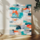 Blue Teal Abstract Canvas Wall Art, Modern Textured Painting Print, Navy Orange White Contemporary Art, Neutral Living Room Decor, Office Art by MyGreatCanvas | Canvas Wall Art Prints | Photo Prints & Wall Decor