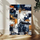 Blue Teal Abstract Canvas Wall Art, Modern Textured Painting Print, Navy Orange White Contemporary Art, Neutral Living Room Decor, Office Art by MyGreatCanvas | Canvas Wall Art Prints | Photo Prints & Wall Decor