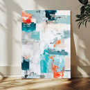 Blue Teal Abstract Canvas Wall Art, Modern Textured Painting Print, Navy Orange White Contemporary Art, Neutral Living Room Decor, Office Art by MyGreatCanvas | Canvas Wall Art Prints | Photo Prints & Wall Decor