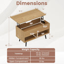 31.5 Inch Lift-Top Coffee Table with Hidden Storage and 2 Open Shelves by LJGDeals