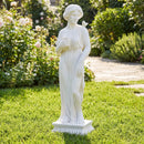 31.5 Inch Outdoor Greek Goddess Statue with Antique Finish and Column Base by LJGDeals