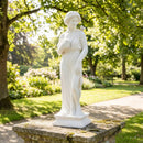 31.5 Inch Outdoor Greek Goddess Statue with Antique Finish and Column Base by LJGDeals