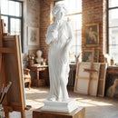 31.5 Inch Outdoor Greek Goddess Statue with Antique Finish and Column Base by LJGDeals