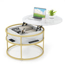 31.5 Inch Round Lift Top Coffee Table with Hidden Compartment and Side Shelves by LJGDeals