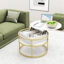 31.5 Inch Round Lift Top Coffee Table with Hidden Compartment and Side Shelves by LJGDeals