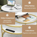31.5 Inch Round Lift Top Coffee Table with Hidden Compartment and Side Shelves by LJGDeals