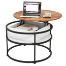 31.5 Inch Round Lift Top Coffee Table with Hidden Compartment and Side Shelves by LJGDeals
