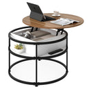 31.5 Inch Round Lift Top Coffee Table with Hidden Compartment and Side Shelves by LJGDeals