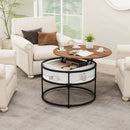31.5 Inch Round Lift Top Coffee Table with Hidden Compartment and Side Shelves by LJGDeals