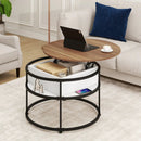 31.5 Inch Round Lift Top Coffee Table with Hidden Compartment and Side Shelves by LJGDeals