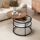 31.5 Inch Round Lift Top Coffee Table with Hidden Compartment and Side Shelves by LJGDeals