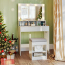 Vanity Table Set with Lighted Mirror and Cushion Stool by LJGDeals