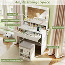 Vanity Table Set with Lighted Mirror and Cushion Stool by LJGDeals