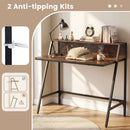 31.5" Industrial Desk with Raised Shelf Metal Frame by LJGDeals