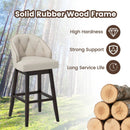 31 Inch Bar Stools Set of 4 Padded Bar Height Chairs with Rubber Wood Frame Swivel Seat-Beige by LJGDeals