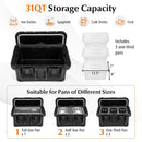 31 QT Insulated Food Pan Container with 3 Transparent One-Third Pans with Lids-Black by DirectDeals