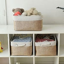 Fabric Storage Baskets - Rectangular Baskets for Organizing Fabric, Shelves & Decorative Use (White & Khaki) by TinyTreasures Baby Boutique
