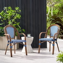 Bistro Chair With 2 Toned Checkered Pattern (Set of 2) - White / Navy by HouseOfZazla