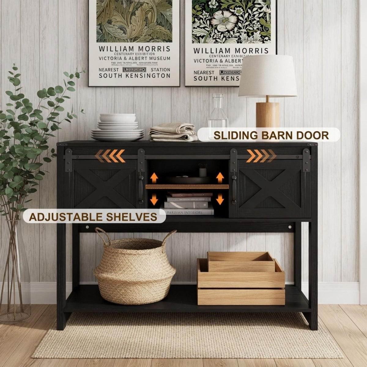 Farmhouse Entryway Table With Sliding Barn Door, photo 16 of 40
