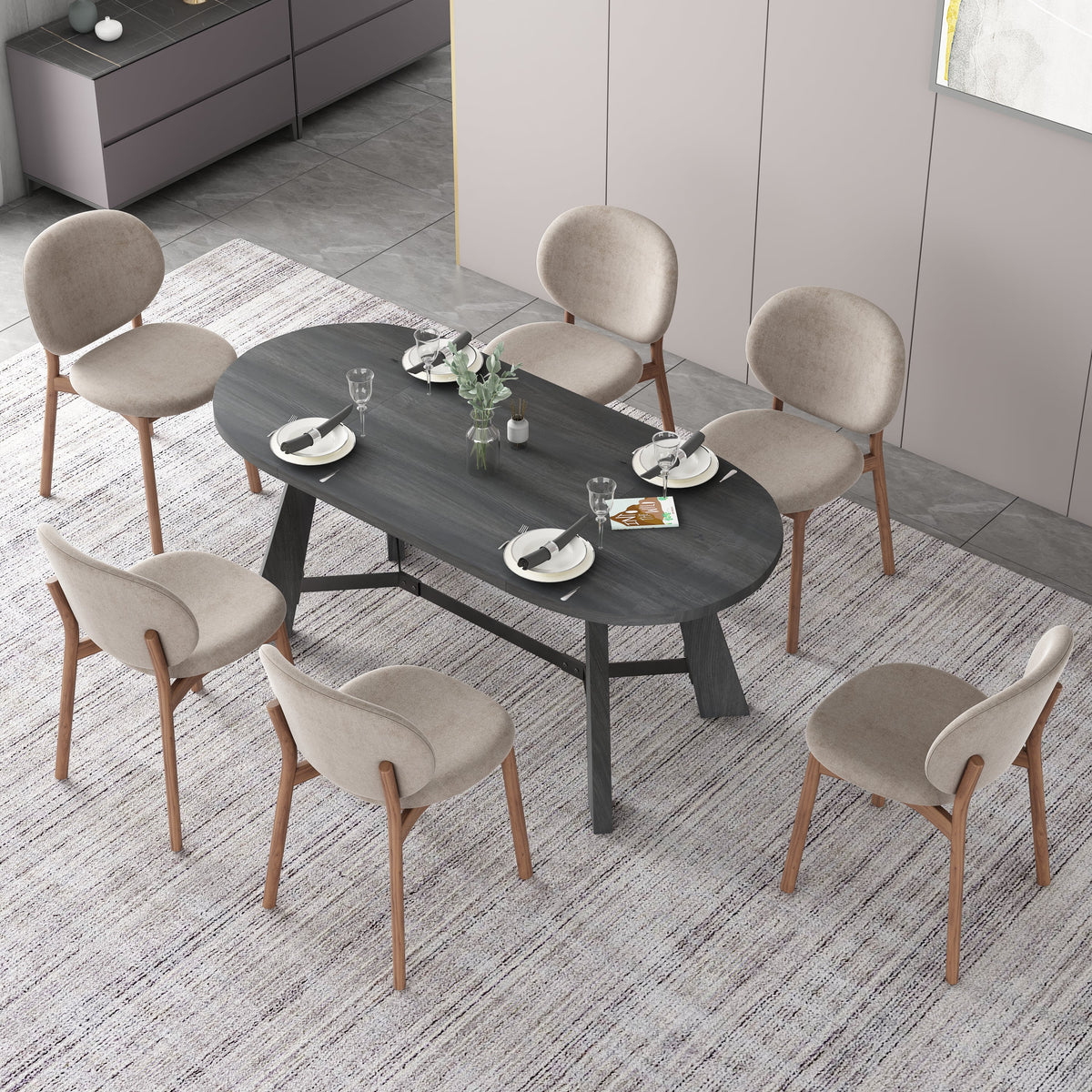 70.86 Inch Oval Dining Table, Rustic Style Dining Room Table, photo 3 of 5