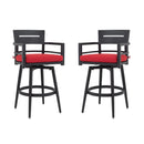 Outdoor Swivel Bar Chairs, 360 Degree Rotation, Ergonomic Backrest (Set of 2)