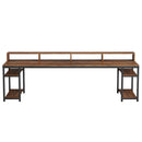 2 Person Desk With Monitor Stand, Long Office Workstation With Dual Storage Shelves And Frame - Brown / Black by HouseOfZazla