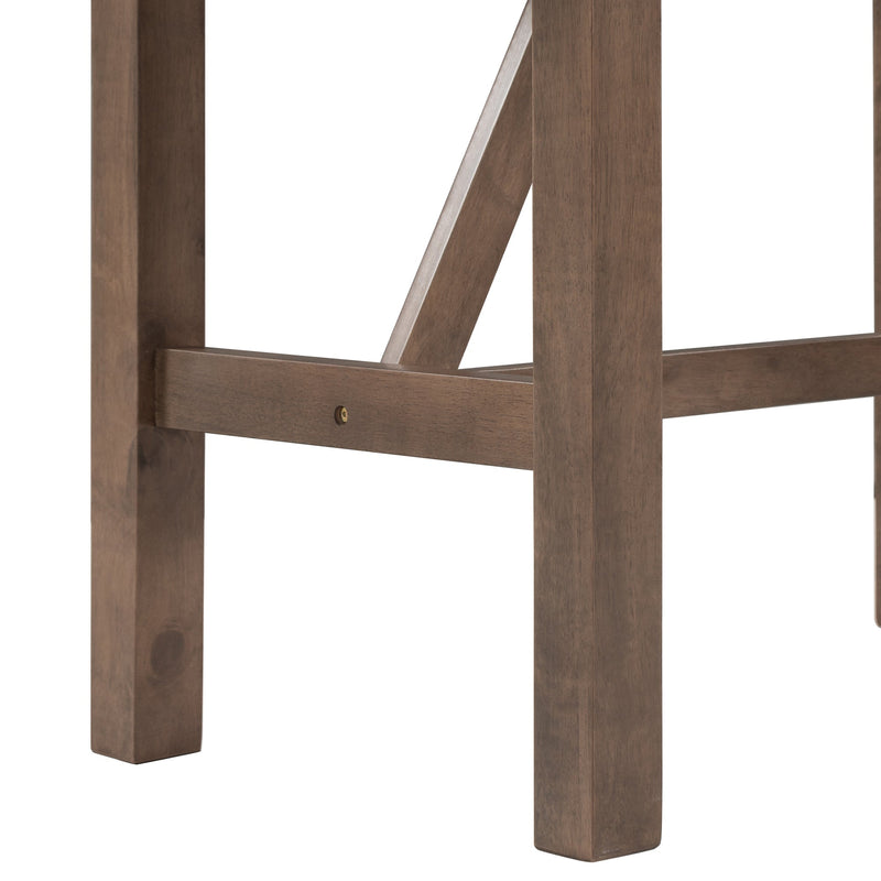 3-Piece Wood Counter Height Drop Leaf Dining Table Set with 2 Upholstered Dining Chairs for Small Place, Brown