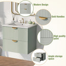 Modern Wall-Mounted Bathroom Vanity With 2 Drawers, Ideal For Small Bathrooms - Green by HouseOfZazla