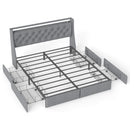 Queen Platform Bed Frame With RGB LED & Charging Station, Storage Headboard by HouseOfZazla