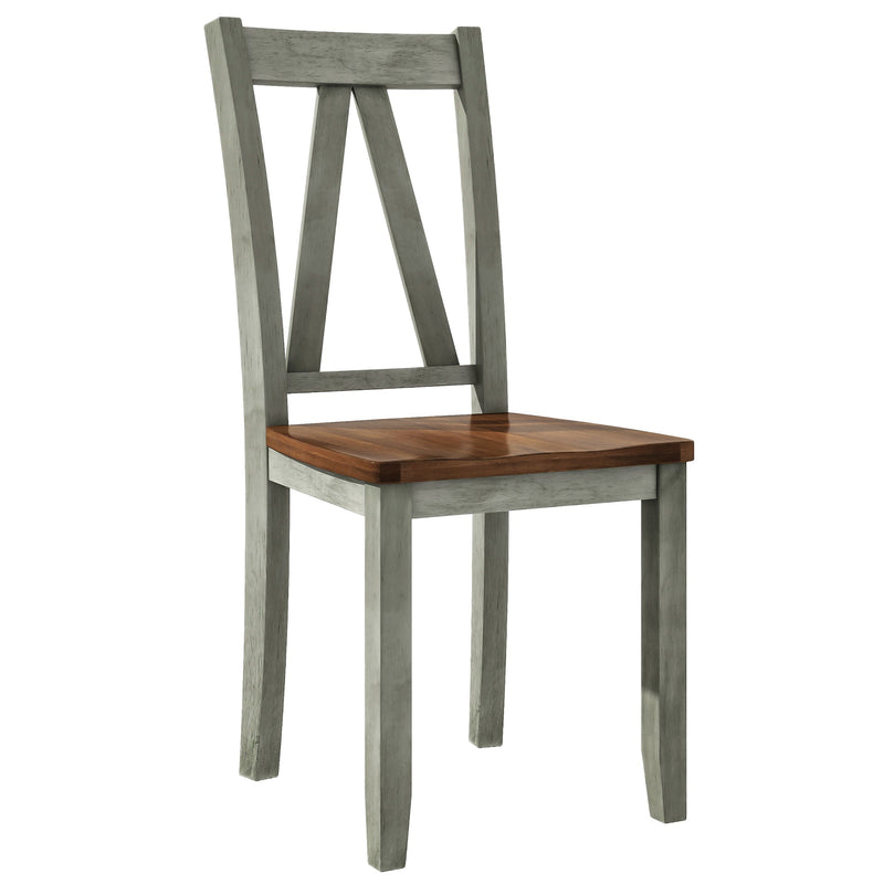 6-Piece Wood Dining Table Set Kitchen Table Set with Long Bench and 4 Dining Chairs, Farmhouse Style, Walnut+Gray