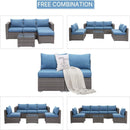 Armless Patio Sofa Set, With UV Resistant Frame And Waterproof Cushions - Blue / Brown by HouseOfZazla