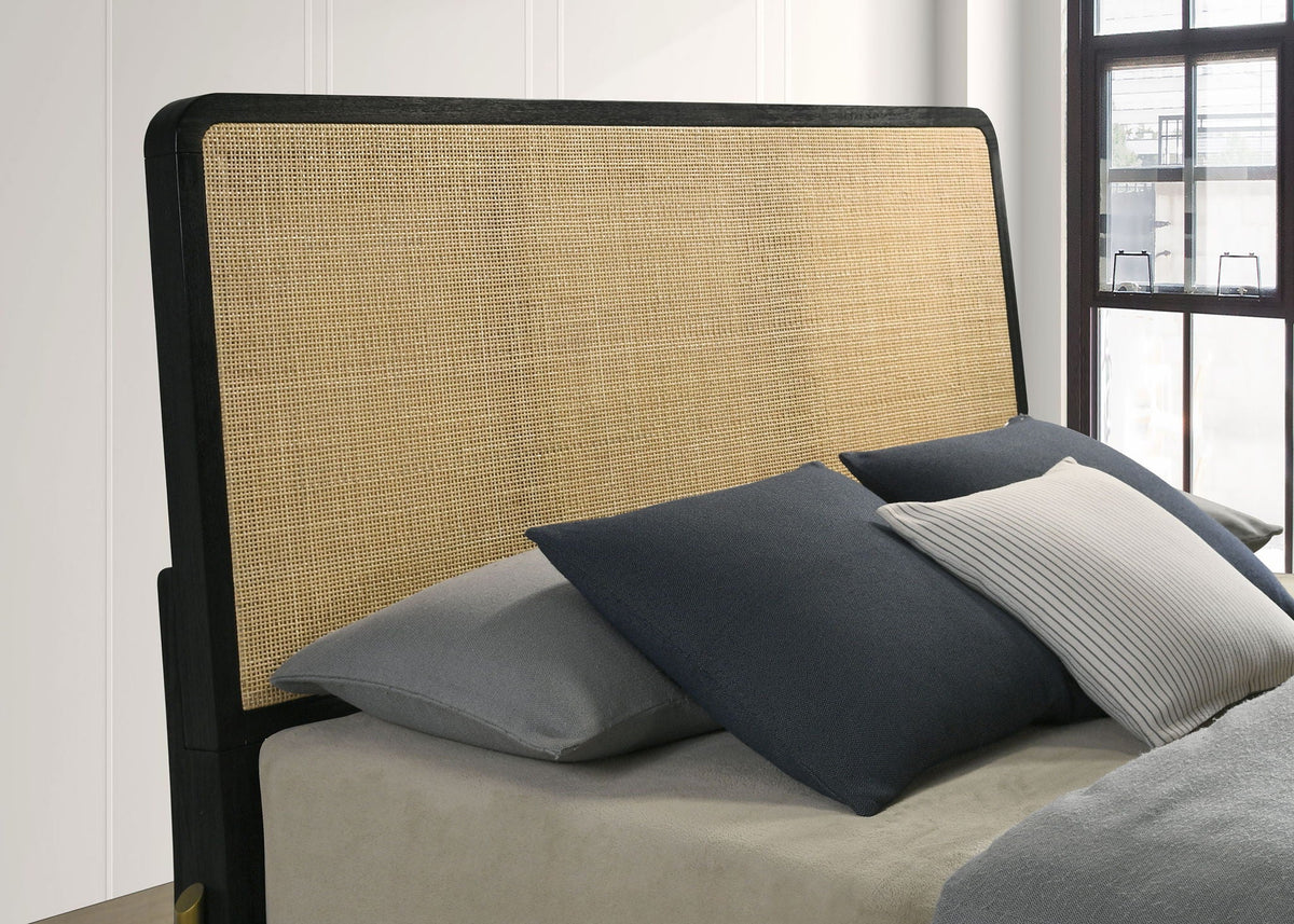 Arini Rattan Eastern King Panel Bed Black and Natural, photo 3 of 7
